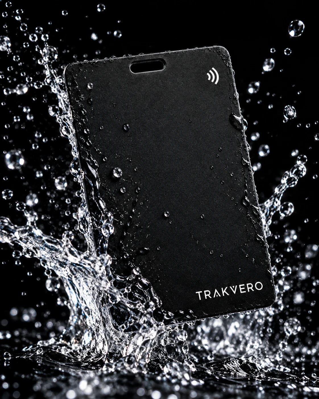 TRAKVERO card splashed with water